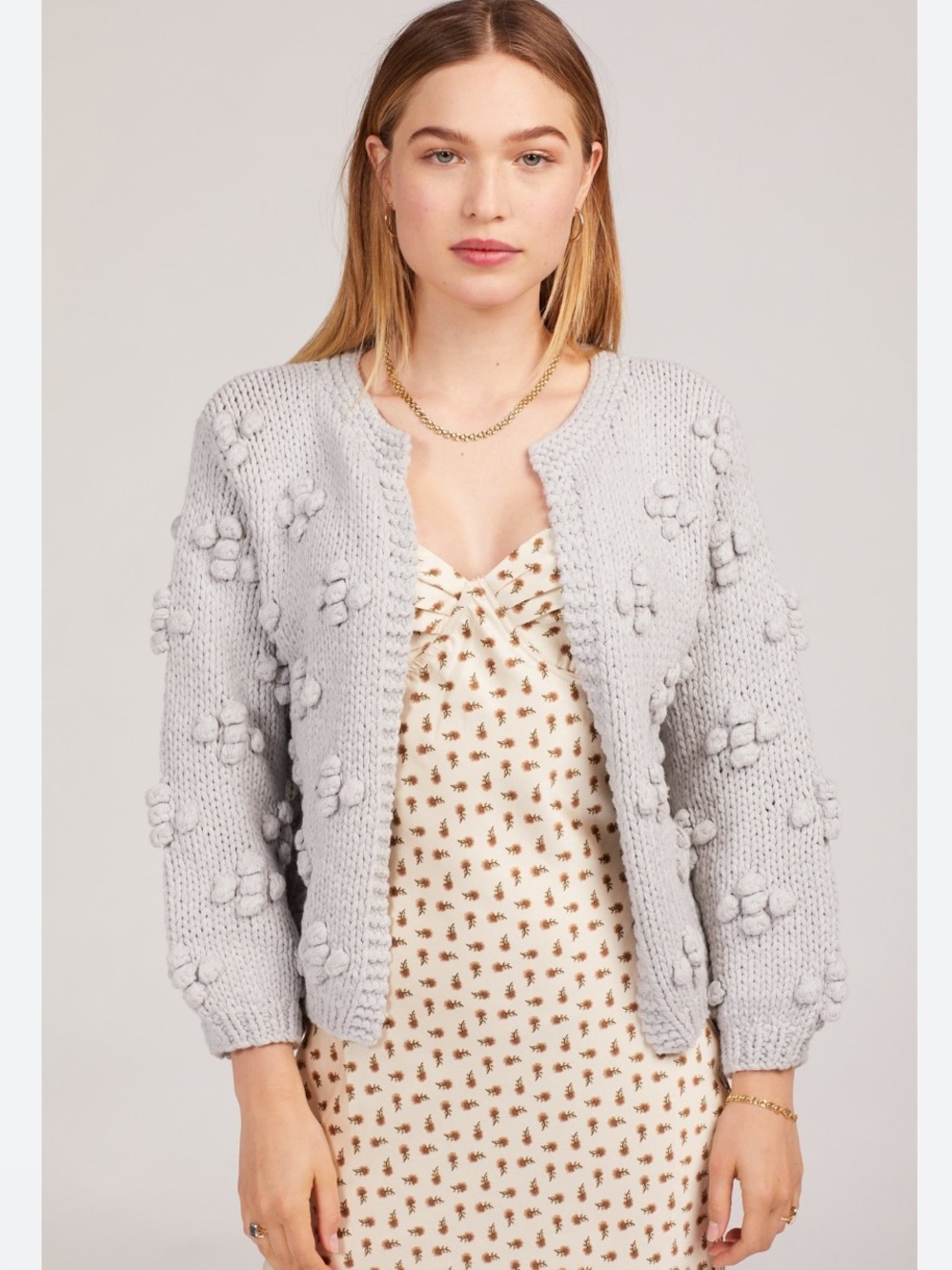 Callahan Bisou Grey Bobble Knit Cardigan Medium